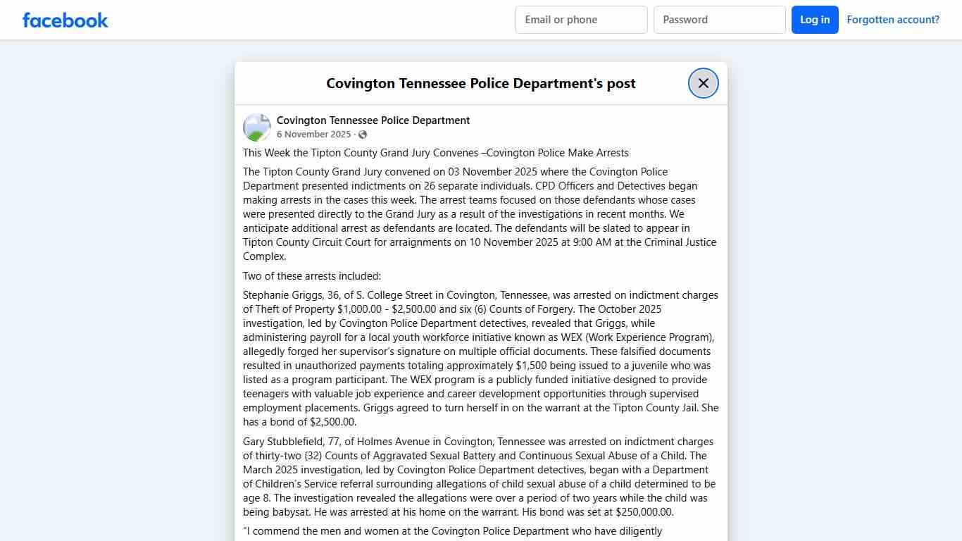 This Week the... - Covington Tennessee Police Department | Facebook